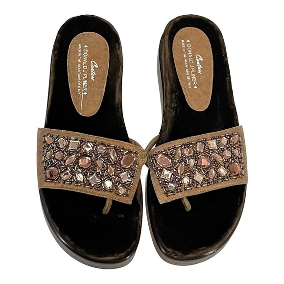 DONALD J Pliner Fifi Brown Velvet Bedazzled Platform Slide Women’s Size 9.5 - Picture 4 of 9